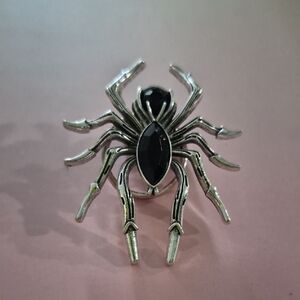 Silver and Black Spider Ring